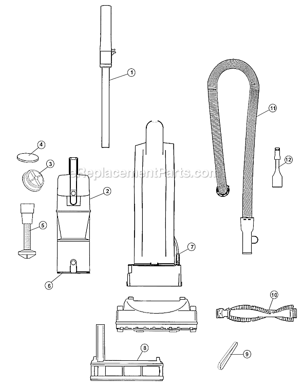 Page A Diagram and Parts List for UD20020  Dirt Devil Upright Vacuum